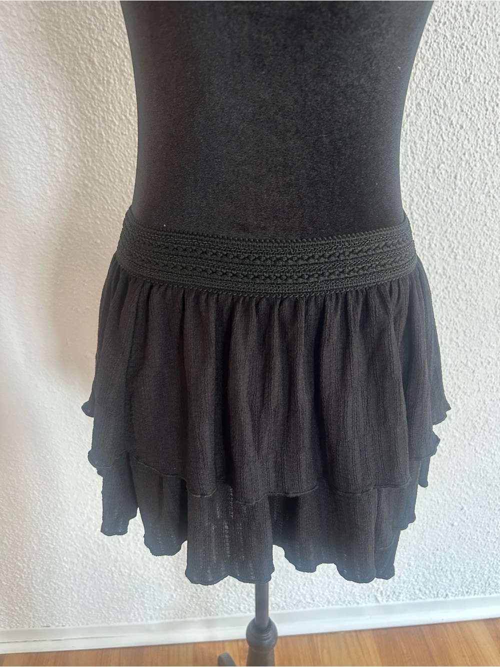 Black Tiered Mini Skirt - Unbranded